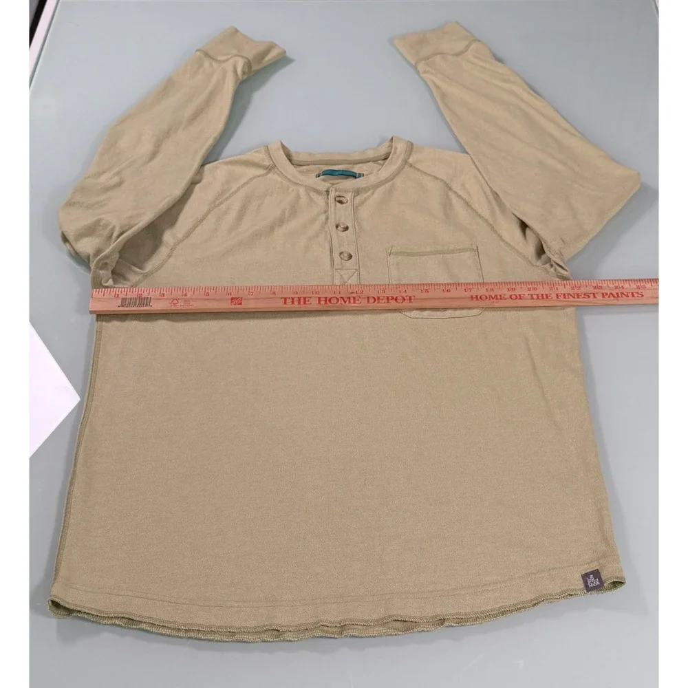 VTG The North Face Beige Cotton Blend Mens 3 Button Henley - Large